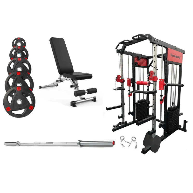 Strongway Multi Gym Smith Machine with Weights Bundle